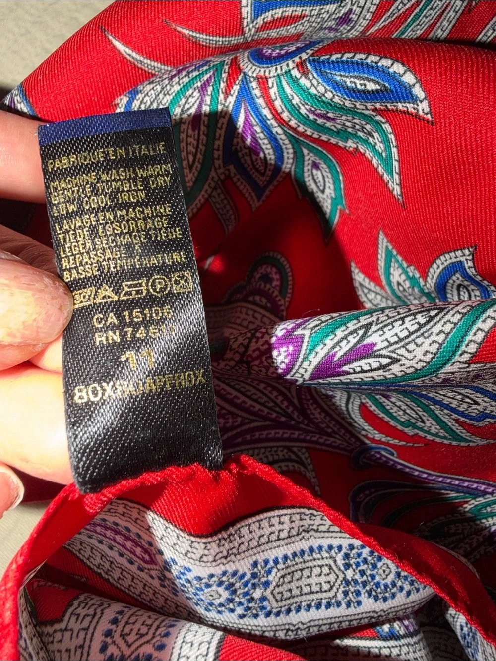 Silk Floral Red Scarf by